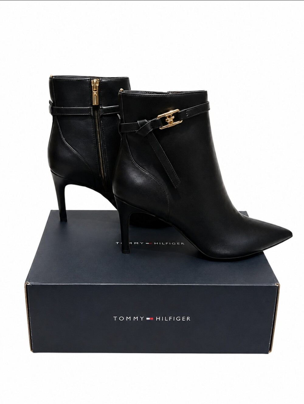 Tommy Hilfiger Women's Sz 10 Faux Black Leather Pointed-Toe Ankle Boots